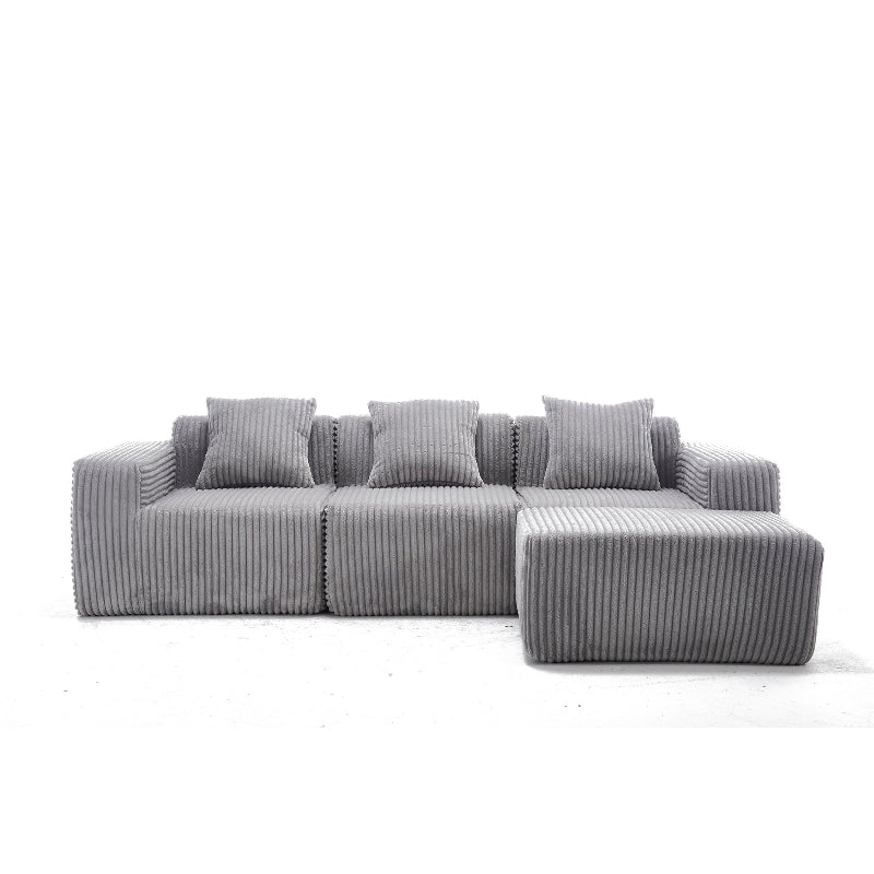 Corduroy Modular sectional boneless Couch Light Grey - BBTJOINT