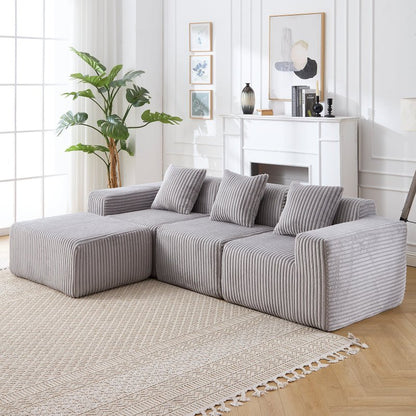 Corduroy Modular sectional boneless Couch Light Grey - BBTJOINT