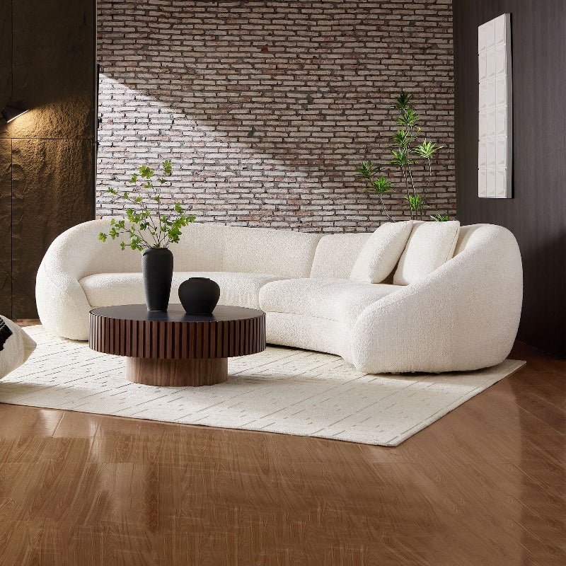 Cozy Modern Curved Sectional Sofa - Anti - scratch Beige Boucle Fabric - BBTJOINT