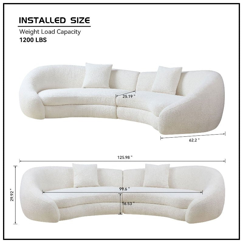 Cozy Modern Curved Sectional Sofa - Anti - scratch Beige Boucle Fabric - BBTJOINT