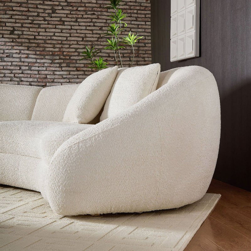 Cozy Modern Curved Sectional Sofa - Anti - scratch Beige Boucle Fabric - BBTJOINT