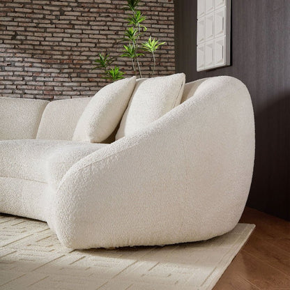 Cozy Modern Curved Sectional Sofa - Anti - scratch Beige Boucle Fabric - BBTJOINT