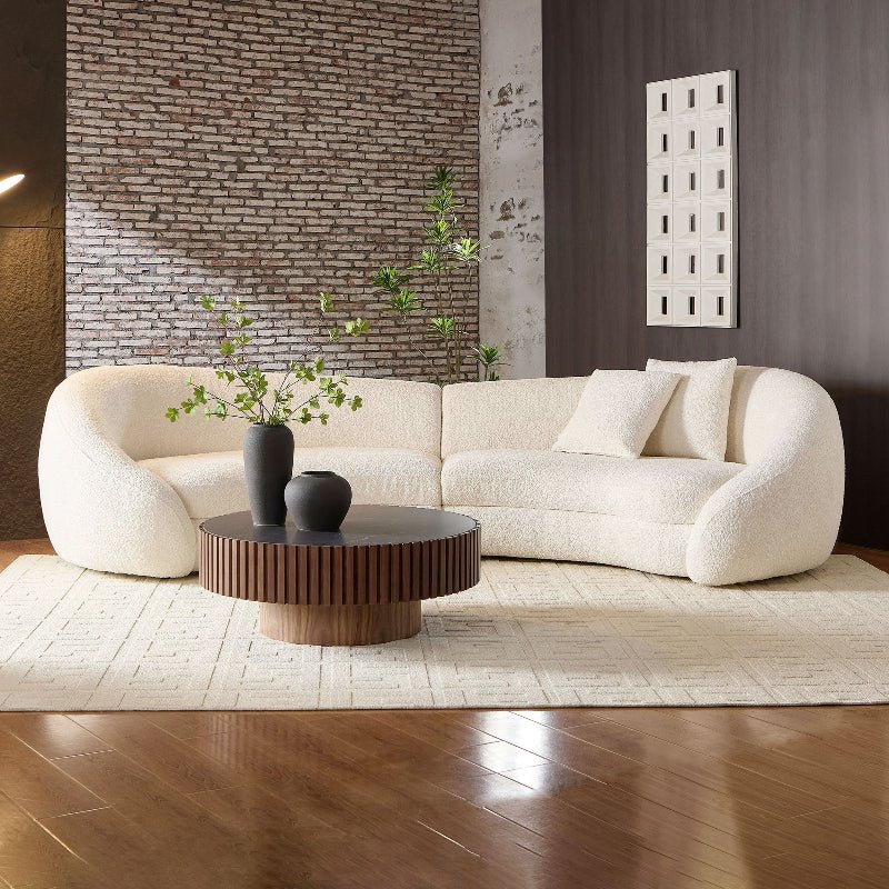 Cozy Modern Curved Sectional Sofa - Anti - scratch Beige Boucle Fabric - BBTJOINT