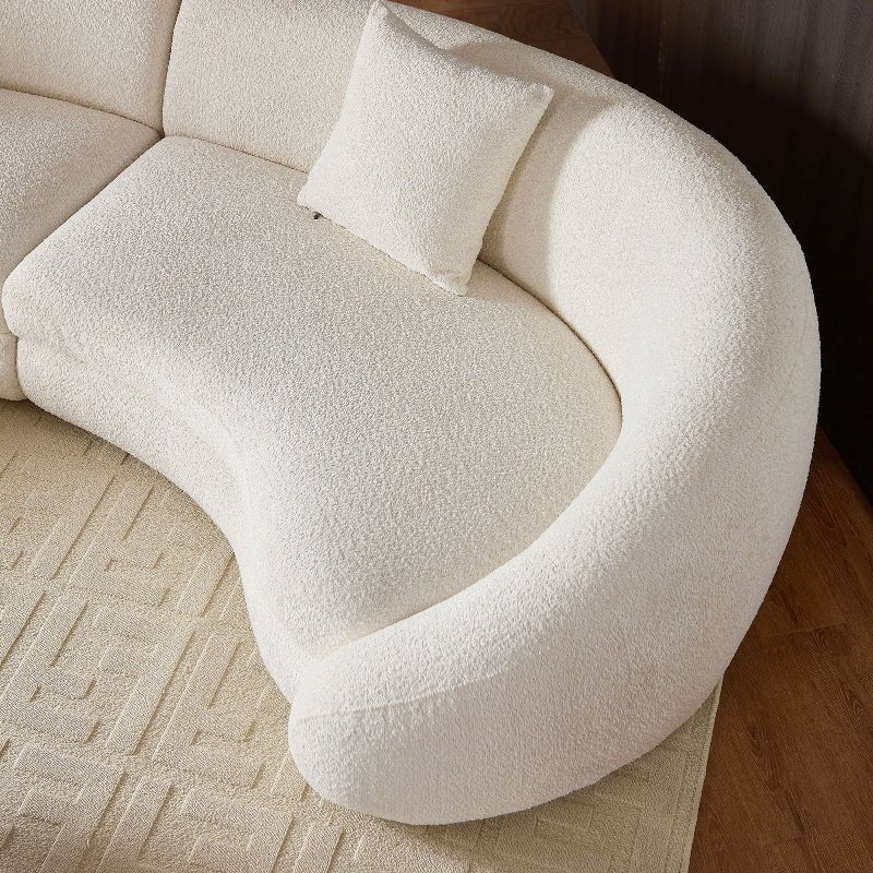 Cozy Modern Curved Sectional Sofa - Anti - scratch Beige Boucle Fabric - BBTJOINT
