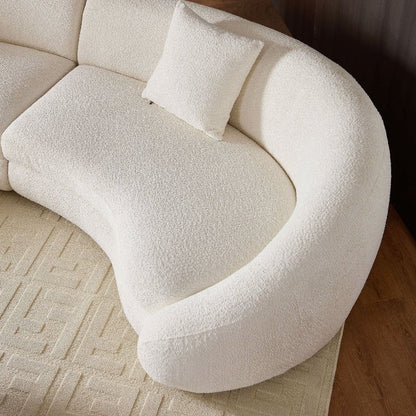 Cozy Modern Curved Sectional Sofa - Anti - scratch Beige Boucle Fabric - BBTJOINT