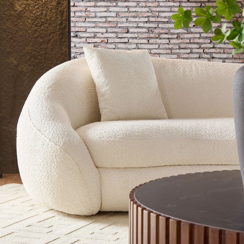 Cozy Modern Curved Sectional Sofa - Anti - scratch Beige Boucle Fabric - BBTJOINT