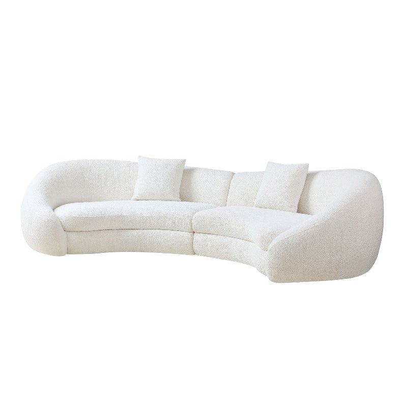 Cozy Modern Curved Sectional Sofa - Anti - scratch Beige Boucle Fabric - BBTJOINT