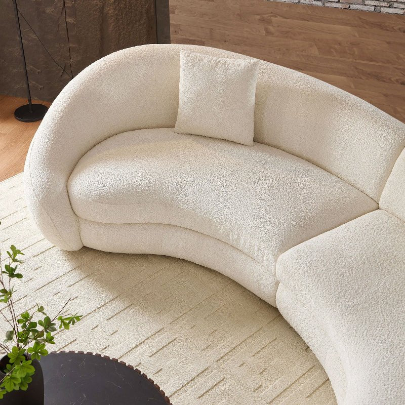 Cozy Modern Curved Sectional Sofa - Anti - scratch Beige Boucle Fabric - BBTJOINT