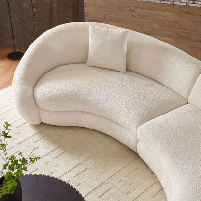 Cozy Modern Curved Sectional Sofa - Anti - scratch Beige Boucle Fabric - BBTJOINT