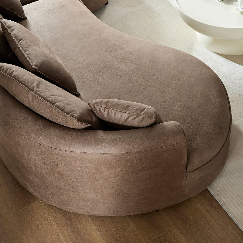 curved L - shape sectional sofa featuring premium brown boucle fabric. - BBTJOINT