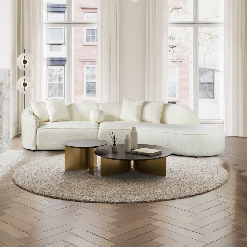 Curvy Sectional Sofa Curved half moon couch Beige Boucle - BBTJOINT
