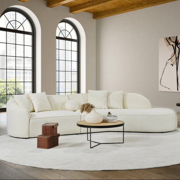 Curvy Sectional Sofa Curved half moon couch Beige Boucle - BBTJOINT