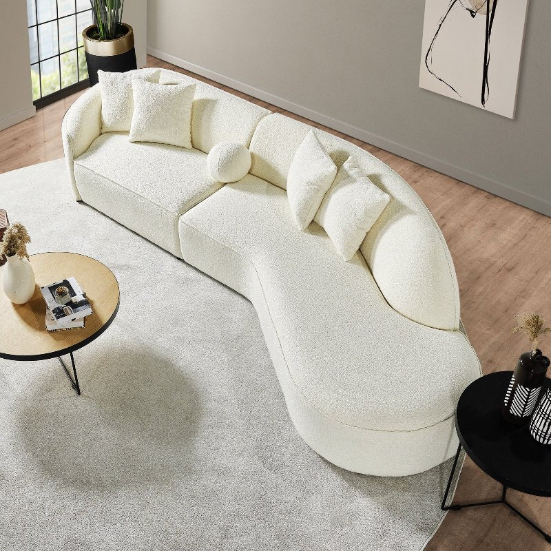 Curvy Sectional Sofa Curved half moon couch Beige Boucle - BBTJOINT