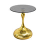 Elegant Gold Small Round Side end Table with Tempered Glass Top for Living Room - BBTJOINT