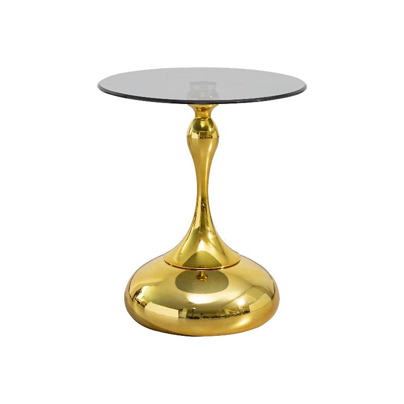 Elegant Gold Small Round Side end Table with Tempered Glass Top for Living Room - BBTJOINT