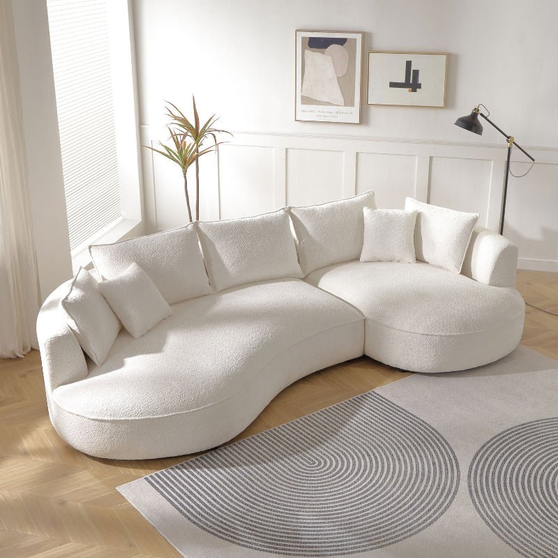 exquisite Curved sectional sofa L shape couch off - white boucle fabric - BBTJOINT