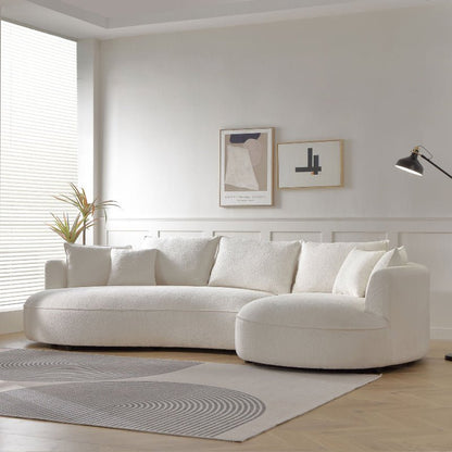 exquisite Curved sectional sofa L shape couch off - white boucle fabric - BBTJOINT