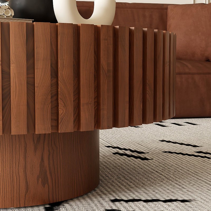 Handcrafted Round shape wood Coffee Table brown - BBTJOINT