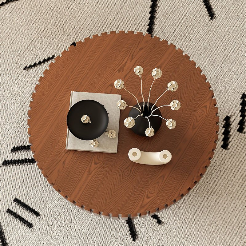 Handcrafted Round shape wood Coffee Table brown - BBTJOINT
