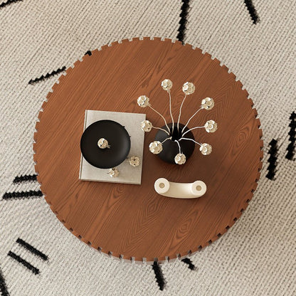 Handcrafted Round shape wood Coffee Table brown - BBTJOINT
