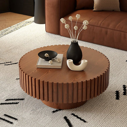 Handcrafted Round shape wood Coffee Table brown - BBTJOINT
