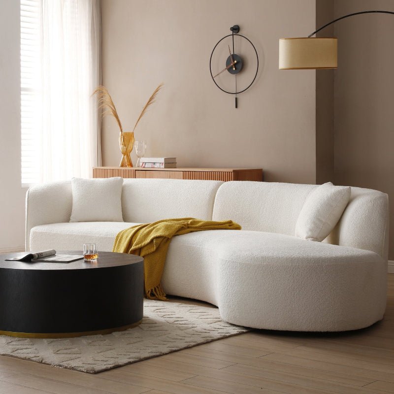Luxury Modern curved sectional chaise couch white - BBTJOINT