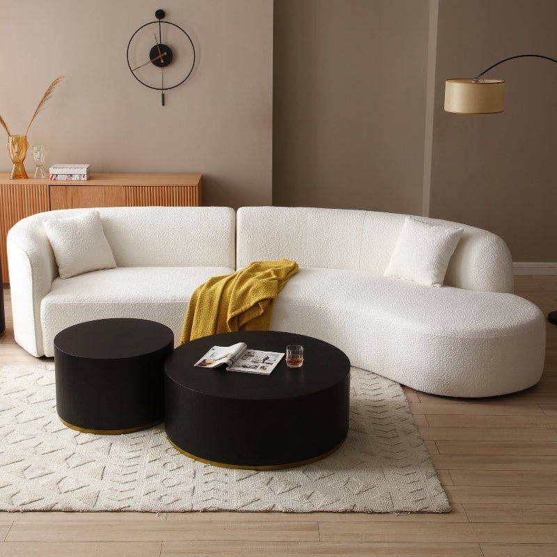 Luxury Modern curved sectional chaise couch white - BBTJOINT
