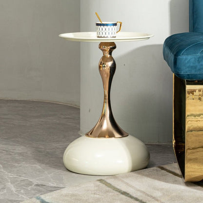 Luxury Round Side End Table rose two - tone Rose gold & Cream - BBTJOINT