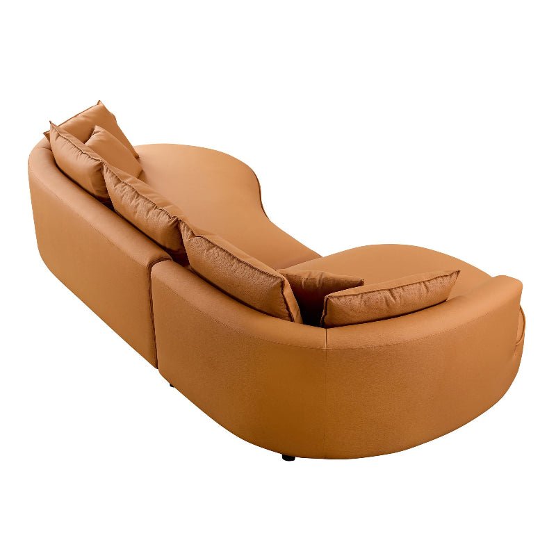 Modern Curved sectional leather sofa L shape couch orange - BBTJOINT