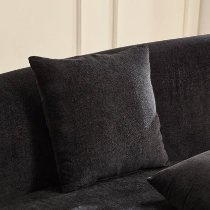 Modern Curved sectional Sofa pet - friendly anti - scratch boucle fabric couch black - BBTJOINT