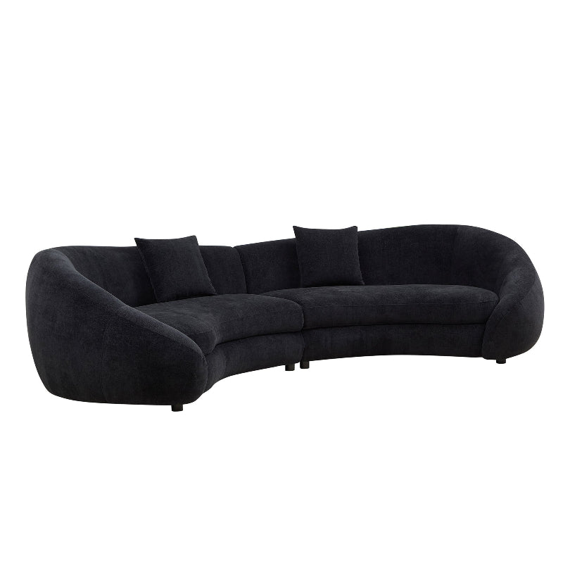 Modern Curved sectional Sofa pet - friendly anti - scratch boucle fabric couch black - BBTJOINT