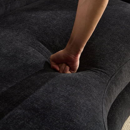 Modern Curved sectional Sofa pet - friendly anti - scratch boucle fabric couch black - BBTJOINT