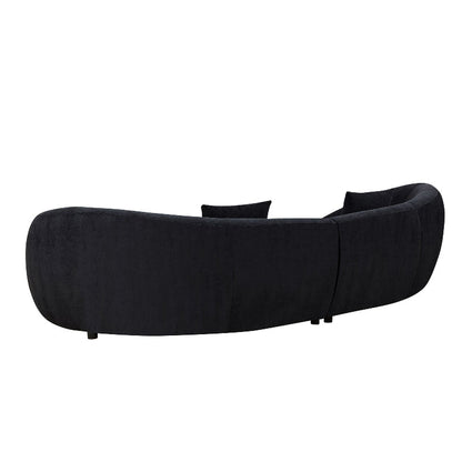Modern Curved sectional Sofa pet - friendly anti - scratch boucle fabric couch black - BBTJOINT