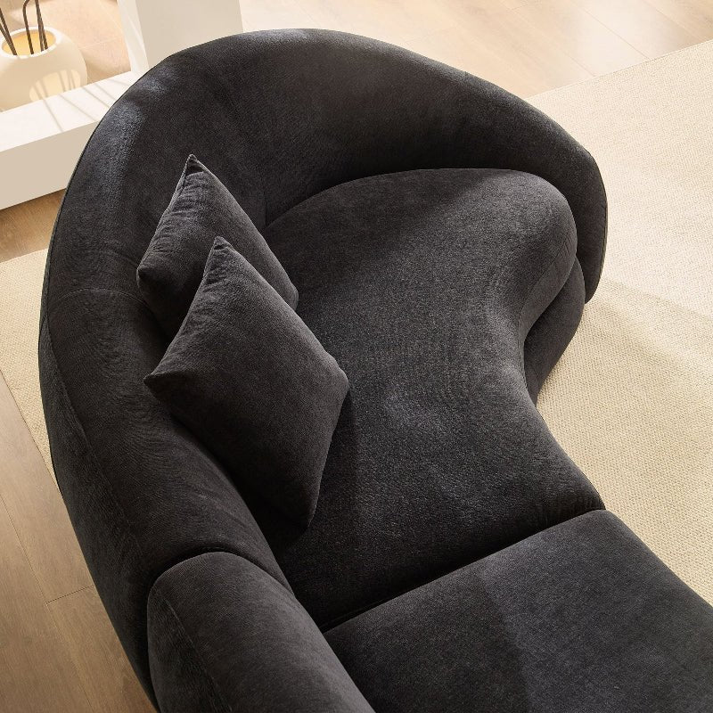 Modern Curved sectional Sofa pet - friendly anti - scratch boucle fabric couch black - BBTJOINT