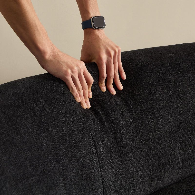 Modern Curved sectional Sofa pet - friendly anti - scratch boucle fabric couch black - BBTJOINT