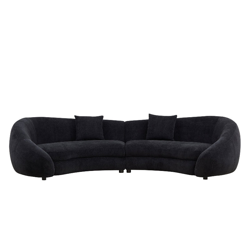 Modern Curved sectional Sofa pet - friendly anti - scratch boucle fabric couch black - BBTJOINT