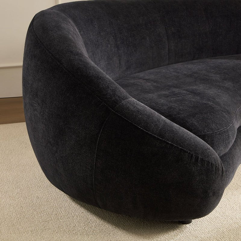 Modern Curved sectional Sofa pet - friendly anti - scratch boucle fabric couch black - BBTJOINT