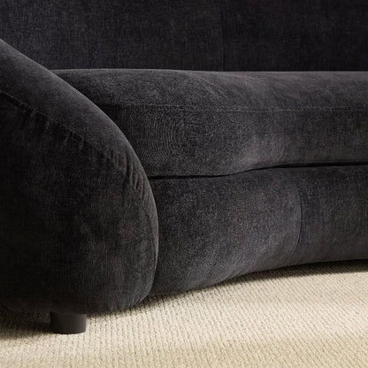 Modern Curved sectional Sofa pet - friendly anti - scratch boucle fabric couch black - BBTJOINT