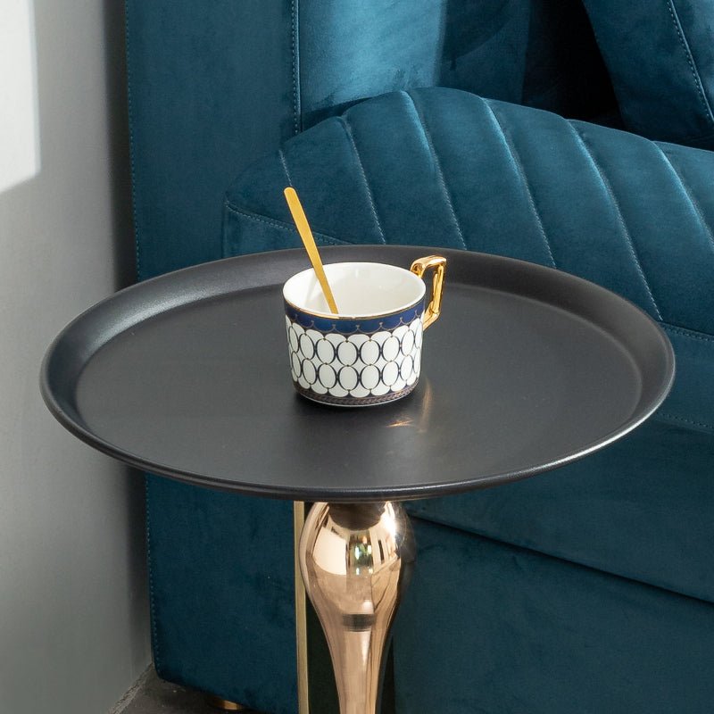 Modern luxurious Black Round Side end Table with Carbon Steel - BBTJOINT