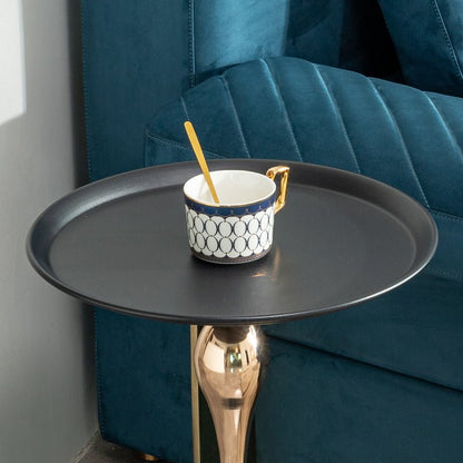 Modern luxurious Black Round Side end Table with Carbon Steel - BBTJOINT