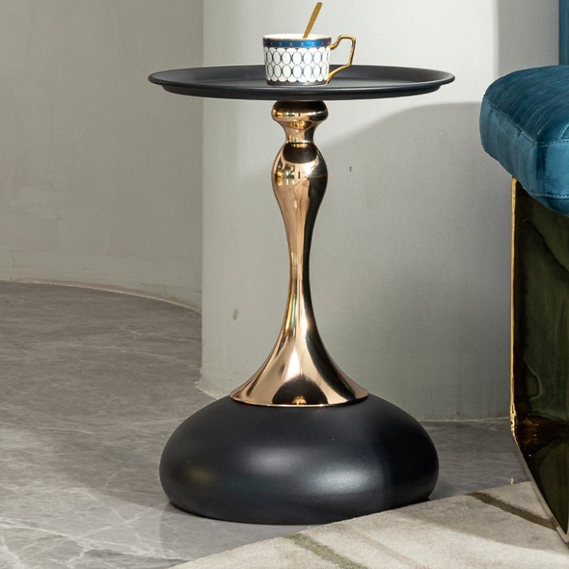 Modern luxurious Black Round Side end Table with Carbon Steel - BBTJOINT