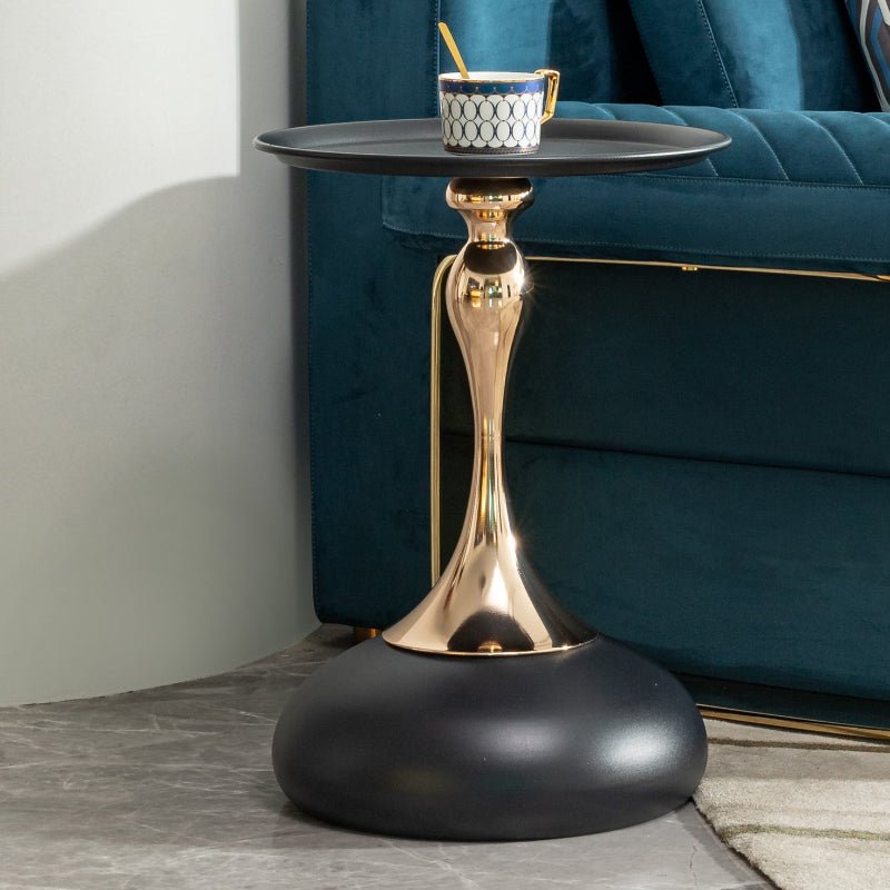 Modern luxurious Black Round Side end Table with Carbon Steel - BBTJOINT