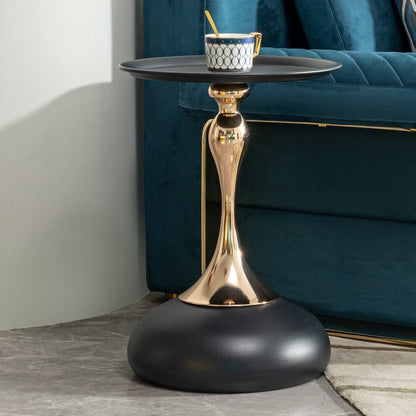 Modern luxurious Black Round Side end Table with Carbon Steel - BBTJOINT