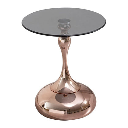 Modern Luxury Coffee Table with Rose Gold Carbon Steel Legs and Grey Tempered Glass Top - BBTJOINT