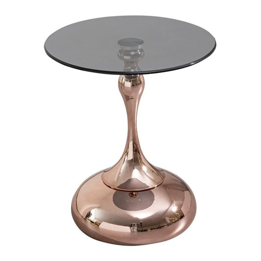 Modern Luxury Coffee Table with Rose Gold Carbon Steel Legs and Grey Tempered Glass Top - BBTJOINT