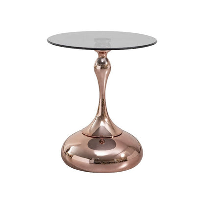 Modern Luxury Coffee Table with Rose Gold Carbon Steel Legs and Grey Tempered Glass Top - BBTJOINT