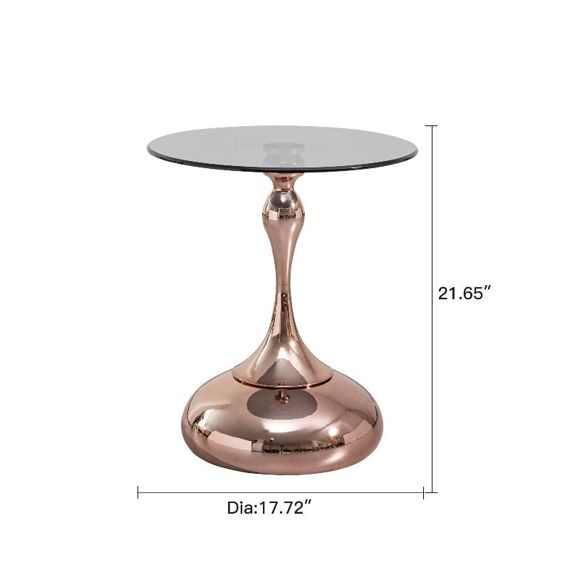 Modern Luxury Coffee Table with Rose Gold Carbon Steel Legs and Grey Tempered Glass Top - BBTJOINT