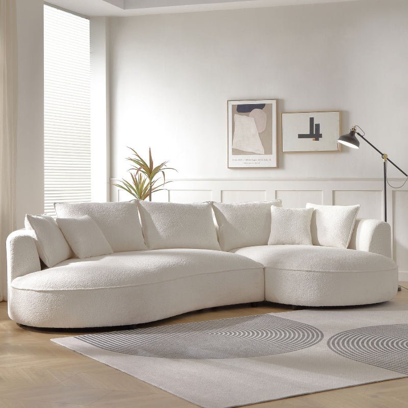 Modern Luxury L - shape Curved sectional anti - scratched boucle sofa off - white - BBTJOINT
