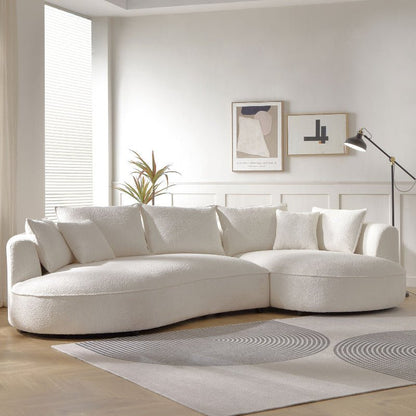 Modern Luxury L - shape Curved sectional anti - scratched boucle sofa off - white - BBTJOINT