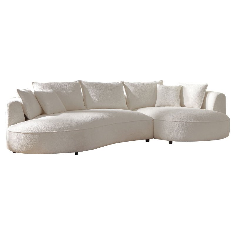 Modern Luxury L - shape Curved sectional anti - scratched boucle sofa off - white - BBTJOINT